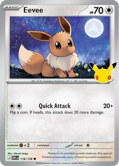 Eevee ME: 30th Celebration Pokemon card