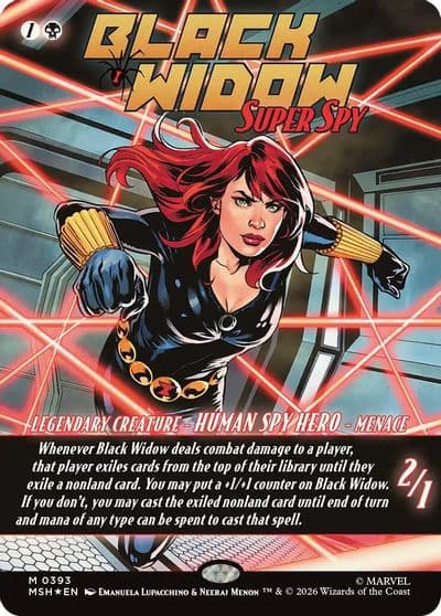 Black Widow Super Spy Borderless 0393 Marvel Super Heroes Magic card