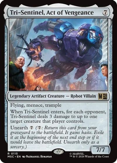 Tri Sentinel Act of Vengeance Surge Foil Commander: Marvel Super Heroes Magic card