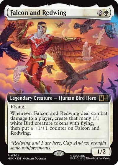Falcon and Redwing Extended Art Commander: Marvel Super Heroes Magic card