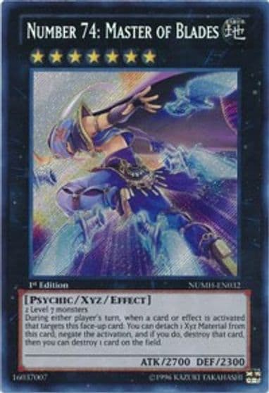 Number 74 Master of Blades Number Hunters Yu-Gi-Oh! card
