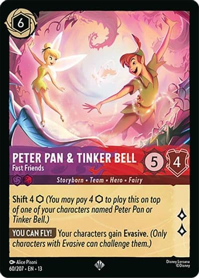 Peter Pan and Tinker Bell Fast Friends Attack of the Vine! Lorcana card