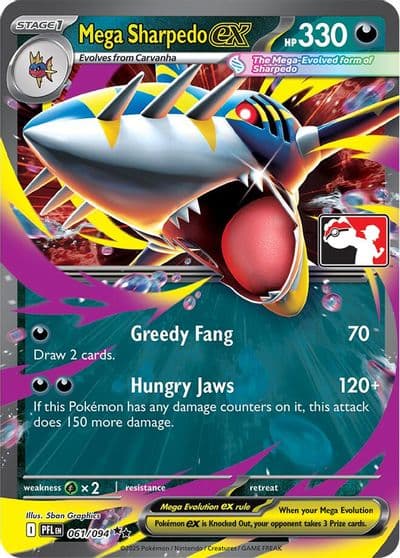 Mega Sharpedo ex Prize Pack Series Cards Pokemon card