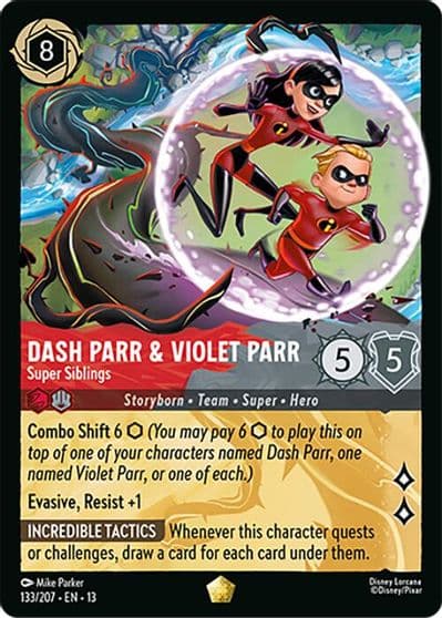 Dash Parr and Violet Parr Super Siblings Attack of the Vine! Lorcana card