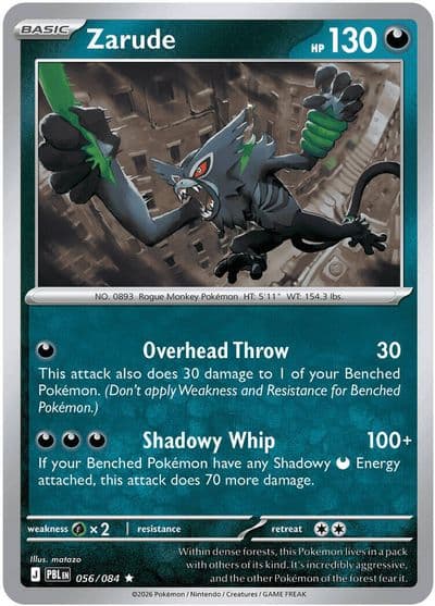 Zarude ME05: Pitch Black Pokemon card