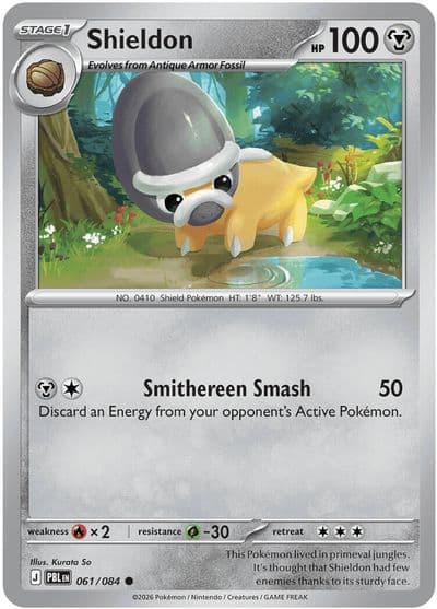Shieldon ME05: Pitch Black Pokemon card
