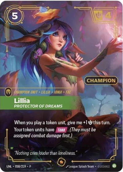 Lillia Protector of Dreams Champion Riftbound Organized Play Promotional Cards Riftbound card