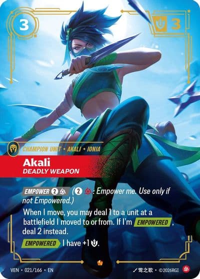 Akali Deadly Weapon Vendetta Riftbound card