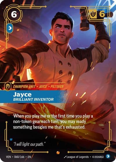 Jayce Brilliant Inventor Vendetta Riftbound card
