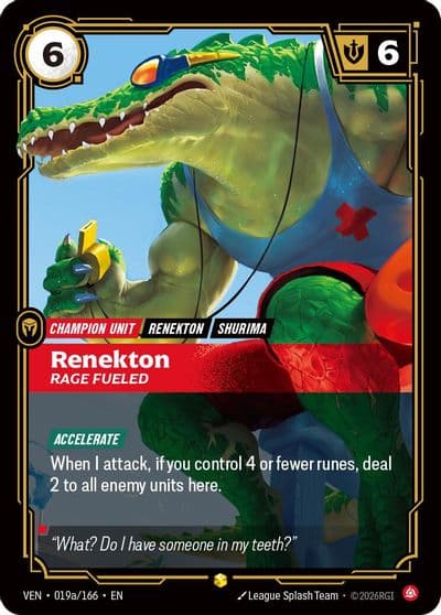 Renekton Rage Fueled Alternate Art Vendetta Riftbound card