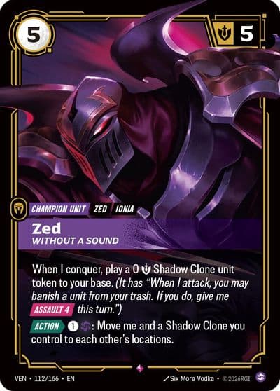 Zed Without a Sound Vendetta Riftbound card
