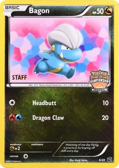 Bagon 6 20 Regional Championships Staff League & Championship Cards Pokemon card