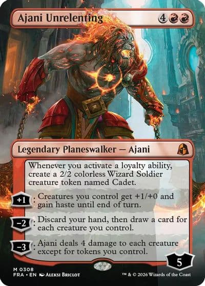 Ajani Unrelenting Borderless Reality Fracture Magic card