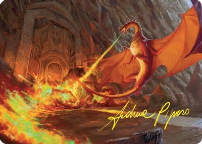 Smaugs Fury Art Card Gold Stamped Signature Commander: The Hobbit Magic card