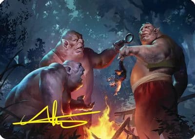Tom Bert and William Art Card Gold Stamped Signature Commander: The Hobbit Magic card