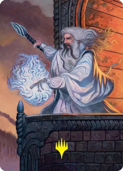 Saruman of Many Colors Art Card Gold Stamped Commander: The Hobbit Magic card
