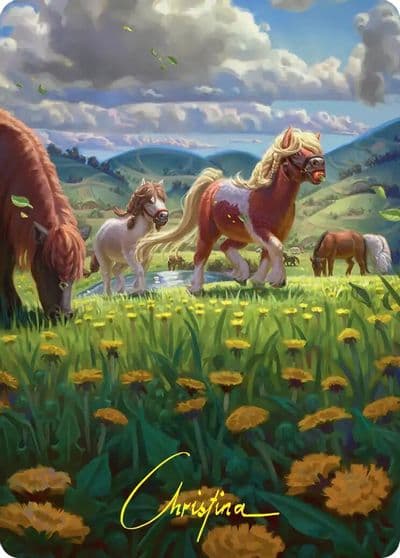 Troop of Ponies Art Card Gold Stamped Signature Commander: The Hobbit Magic card