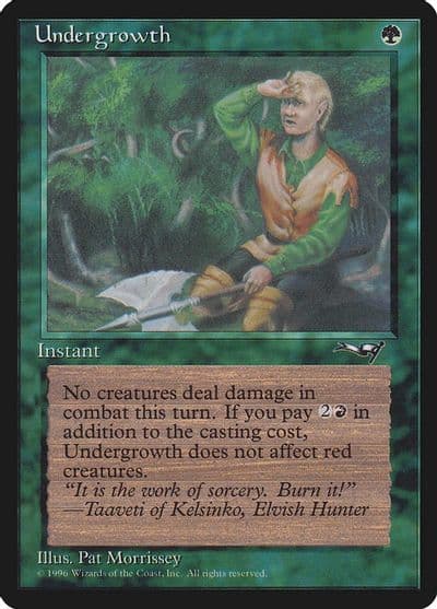 Undergrowth Holding Axe Alliances Magic card