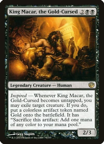 King Macar the Gold Cursed Journey Into Nyx Magic card