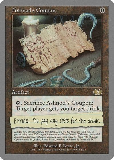 Ashnods Coupon Unglued Magic card