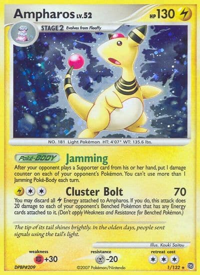Ampharos Secret Wonders Pokemon card