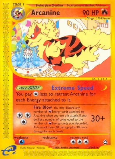 Arcanine Aquapolis Pokemon card