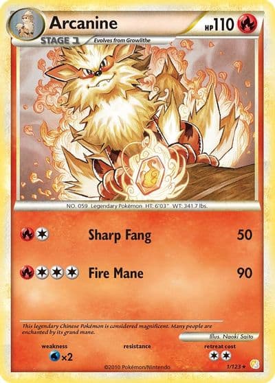 Arcanine HeartGold SoulSilver Pokemon card