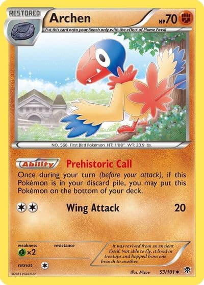 Archen Plasma Blast Pokemon card