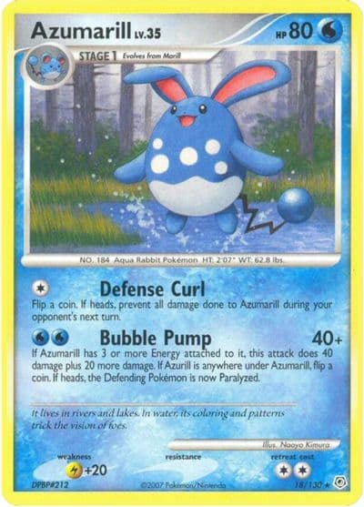 Azumarill Diamond and Pearl Pokemon card