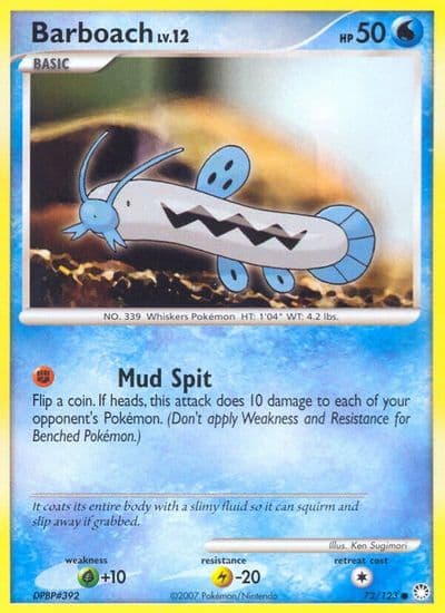 Barboach Mysterious Treasures Pokemon card