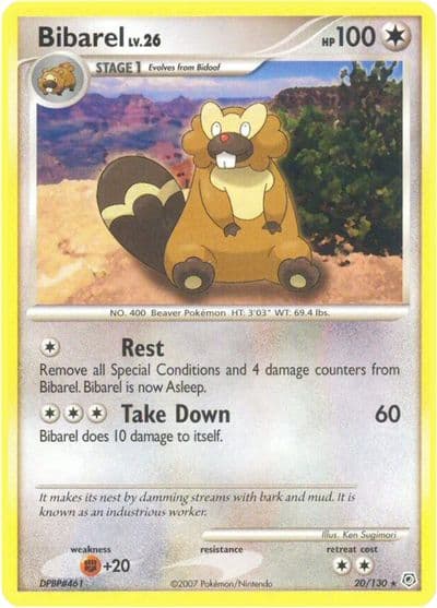 Bibarel Diamond and Pearl Pokemon card
