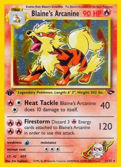 Blaine's Arcanine Gym Challenge Pokemon card