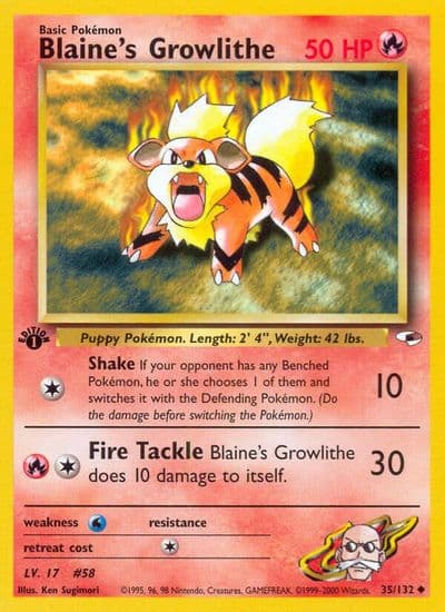 Blaine's Growlithe (35) Gym Heroes Pokemon card