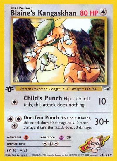 Blaine's Kangaskhan Gym Heroes Pokemon card