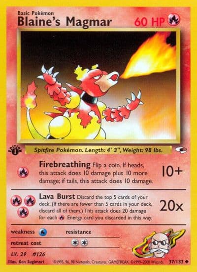 Blaine's Magmar Gym Heroes Pokemon card