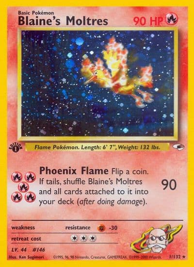 Blaine's Moltres Gym Heroes Pokemon card