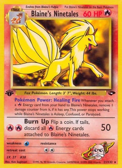 Blaine's Ninetales Gym Challenge Pokemon card