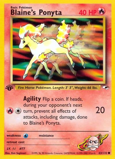 Blaine's Ponyta Gym Heroes Pokemon card