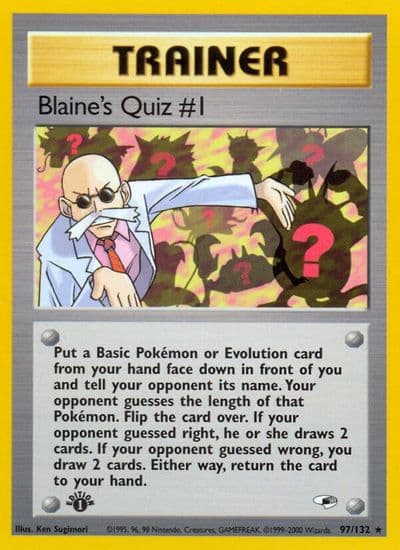 Blaine's Quiz #1 Gym Heroes Pokemon card