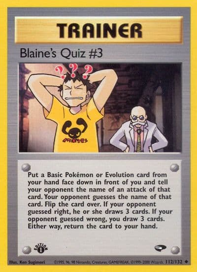 Blaine's Quiz #3 Gym Challenge Pokemon card