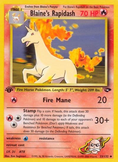 Blaine's Rapidash Gym Challenge Pokemon card