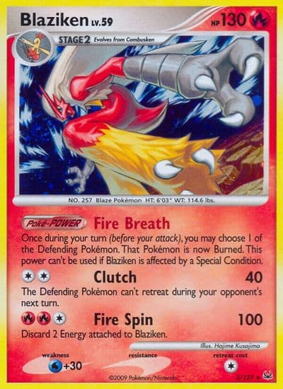 Blaziken Platinum Pokemon card