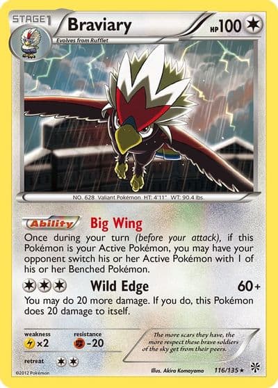 Braviary Plasma Storm Pokemon card