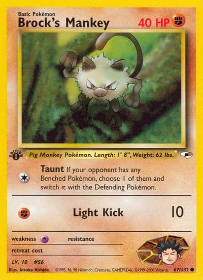 Brock's Mankey (67) Gym Heroes Pokemon card