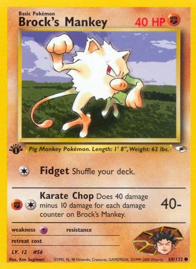 Brock's Mankey (68) Gym Heroes Pokemon card