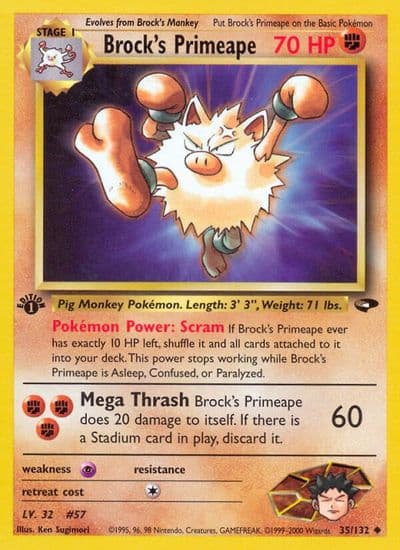 Brock's Primeape Gym Challenge Pokemon card