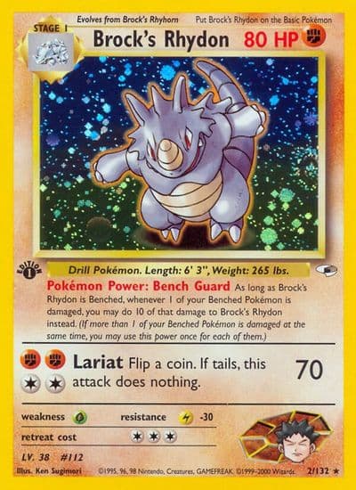 Brock's Rhydon Gym Heroes Pokemon card