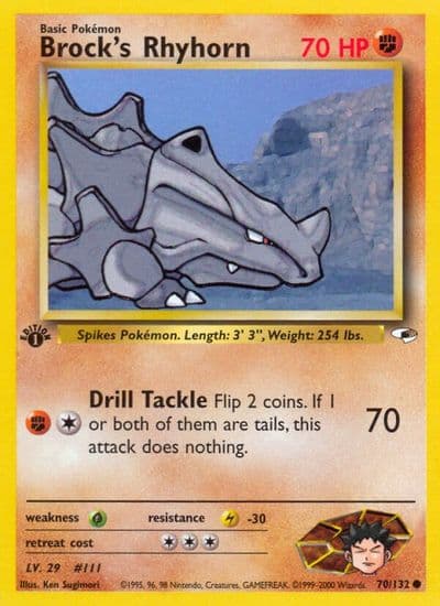 Brock's Rhyhorn (70) Gym Heroes Pokemon card