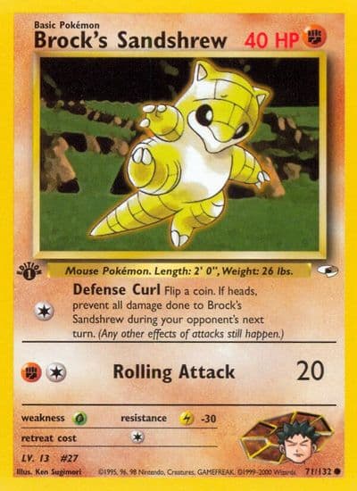 Brock's Sandshrew (71) Gym Heroes Pokemon card