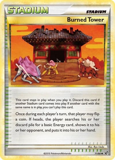 Burned Tower Undaunted Pokemon card